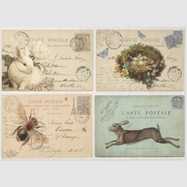 Paris Postkarten-Tissue Paper Seidenpapier (Vorderseite)