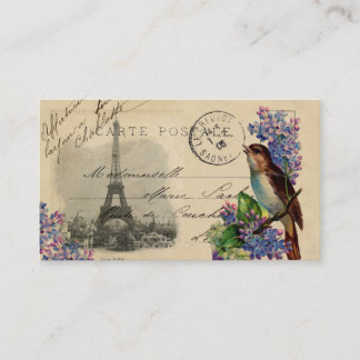 Paris-Postkarten-Vogel auf Flieder-Visitenkarte Visitenkarte