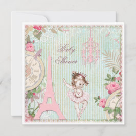 Paris Princess Ballerina Shabby Chic Babydusche Einladung