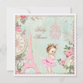 Paris Princess in Tutu Shabby Chic Babydusche Einladung
