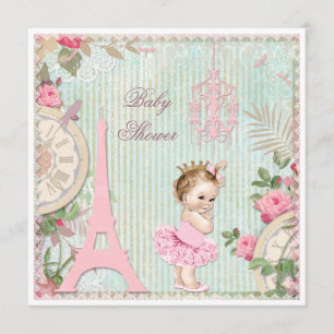 Paris Princess in Tutu Shabby Chic Babydusche Einladung