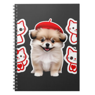 Paris Pup & Kitty Crew � Hübscher Barett-Hund und  Notizblock