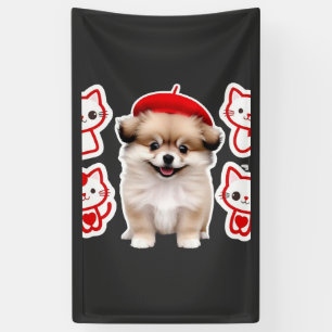 Paris Pup & Kitty Crew � Süße Beret-Hund und Katze Banner