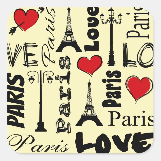 Paris Quadratischer Aufkleber (Vorderseite)