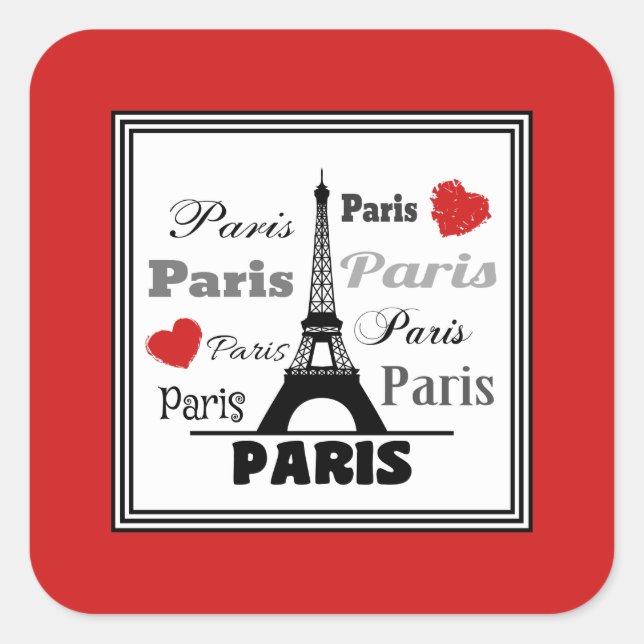 Paris Quadratischer Aufkleber (Vorderseite)