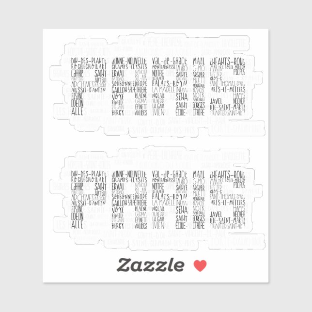Paris Quarters Typografic Word Art Aufkleber (Blatt)