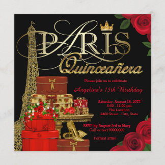 Paris Quinceanera Einladung