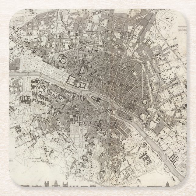 Paris Rechteckiger Pappuntersetzer (Vorderseite)