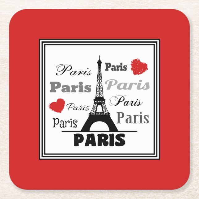 Paris Rechteckiger Pappuntersetzer (Vorderseite)