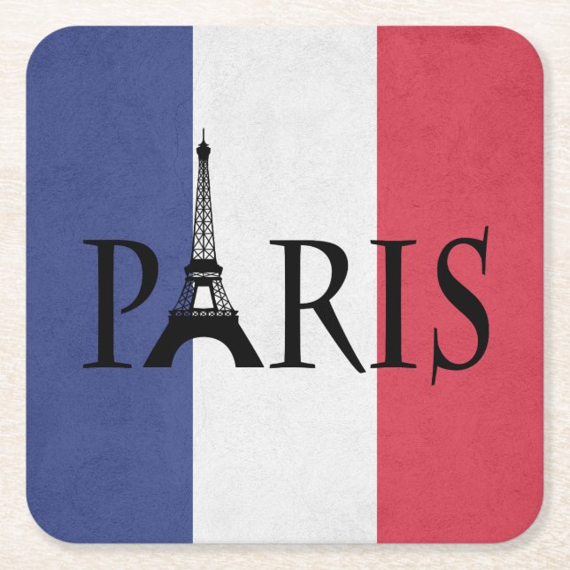 Paris Rechteckiger Pappuntersetzer (Vorderseite)
