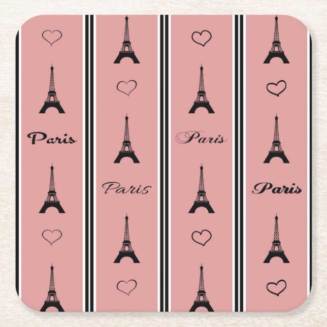 Paris Rechteckiger Pappuntersetzer (Vorderseite)