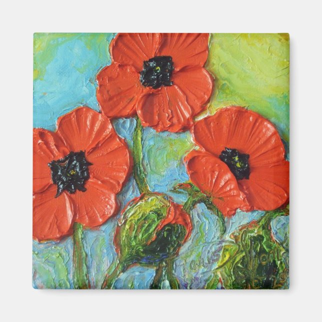 Paris' Red Poppies Magnet (Vorne)