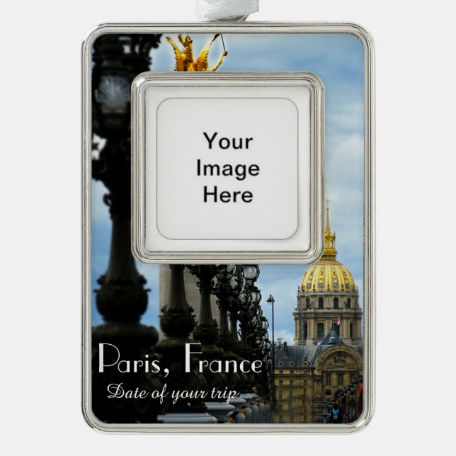 Paris-Reise-Weihnachtsverzierung kundengerecht Rahmen-Ornament Silber (Vorderseite)