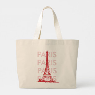 Paris, Reisemöglichkeiten, Retro Art, Rosa Jumbo Stoffbeutel
