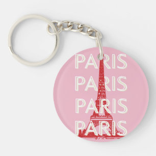 Paris, Reisemöglichkeiten, Retro Art, Rosa Schlüsselanhänger