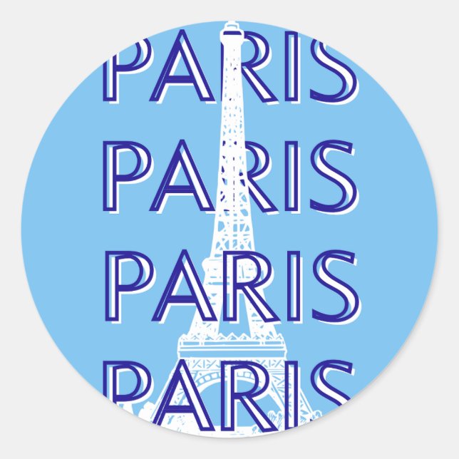 Paris Reisen Kunst, Reisen Kunst, Preppy Art, Blue Runder Aufkleber (Vorderseite)