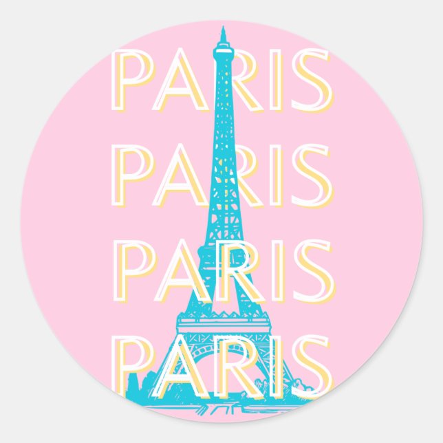 Paris Reisen Kunst, Reisen Kunst, Preppy, Pink Runder Aufkleber (Vorderseite)