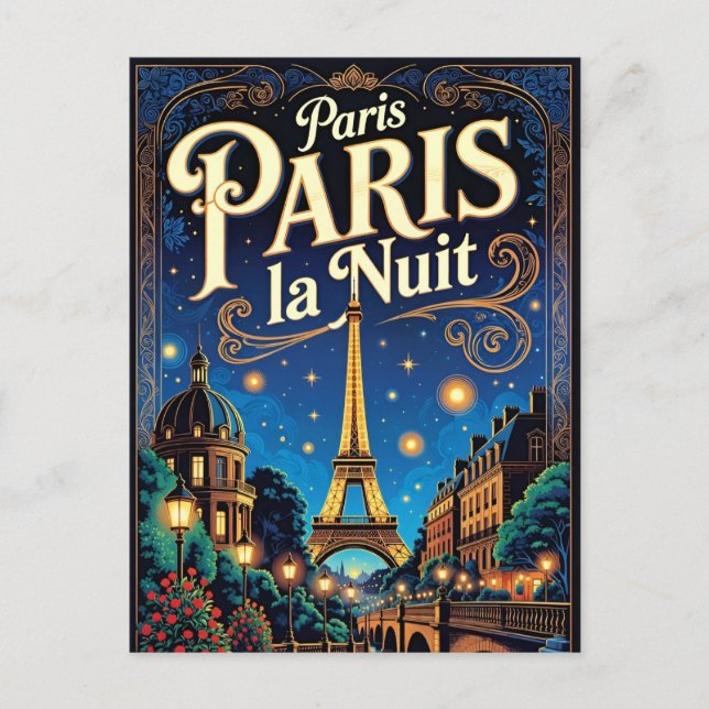Paris Reiseplakat,  Postkarte (Vorderseite)