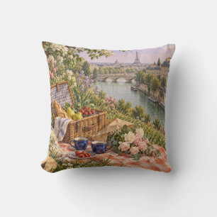 Paris Riverside Rose Picknick Stilleben Kissen