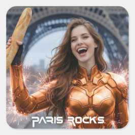 PARIS ROCKT QUADRATISCHER AUFKLEBER