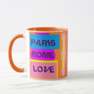 Paris Rom Italien Pink Lemon Blau Design Tasse
