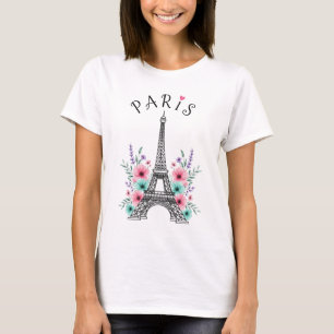 Paris Romance - Eiffelturm und Blumenträume T-Shirt