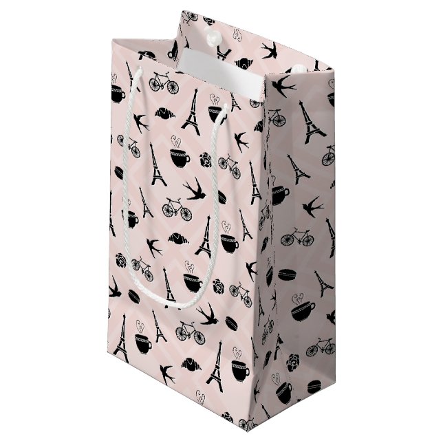 Paris Romance Gemustert Kleine Geschenktüte (Vorderseite Schrägansicht)