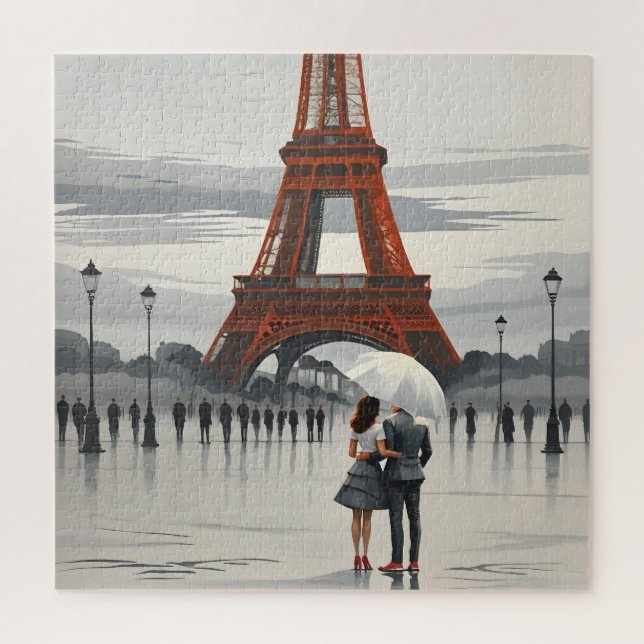 Paris Romance under Eiffelturm Puzzle (Vertikal)