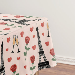 Paris Romantik Eiffelturm Rosen & Herzen Muster Tischdecke