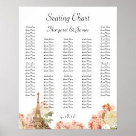 Paris Rosa Rose Vintag Romantische Sitzkarte Poster