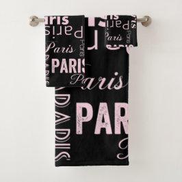 Paris, rosa und schwarz, Paris, Paris Badhandtuch Set