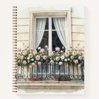 Paris-Rosen-Balkon-Aquarell Notizbuch