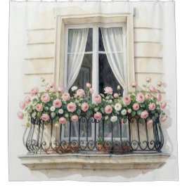 Paris-Rosenbalkon-Aquarell Duschvorhang