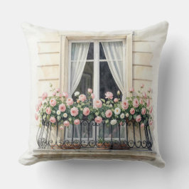 Paris-Rosenbalkon-Aquarell Kissen