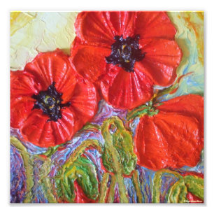 Paris rotes Kunst-Plakat Mohnblumen-II Fotodruck