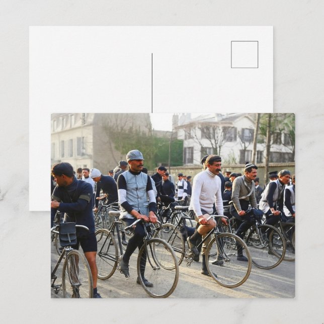 Paris-Roubaix Radrennen 1907 Farbredux Postkarte (Vorne/Hinten)