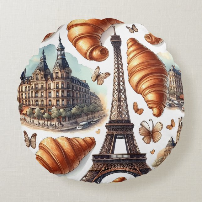 Paris Rundes Kissen (Vorderseite)