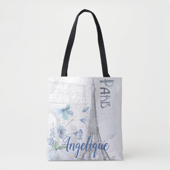 Paris Scale und Blumen Custom Tasche (Vorderseite)