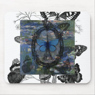 Paris-Schmetterlings-Kunst-Collagen-Mausunterlage Mousepad