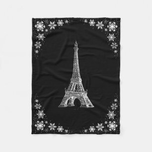 Paris-Schnee-Schwarzweiss-Fleece-Decke Fleecedecke