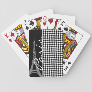 Paris; Schwarz-Weiß-Hahnentrittmuster Spielkarten
