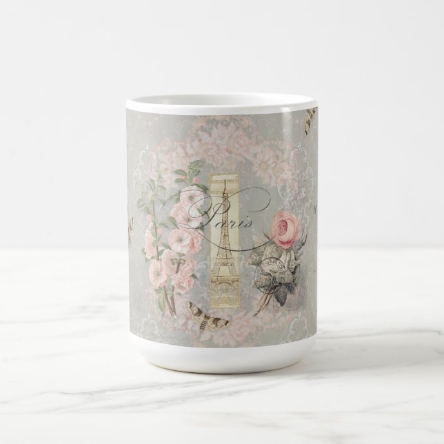 Paris Script Elegante Girly Vintag Eiffelturm Kaffeetasse (Mittel)