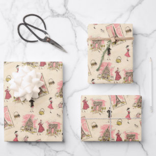 Paris Sehenswürdigkeiten 2 Geschenkpapier Set