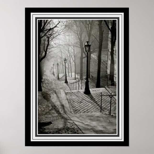 Paris Sidewalk 1936 B&W Fotograf Poster (Vorne)