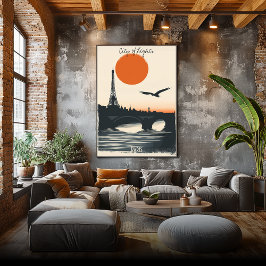 Paris Silhouetten - Spiegelbild des Eiffelturms Poster