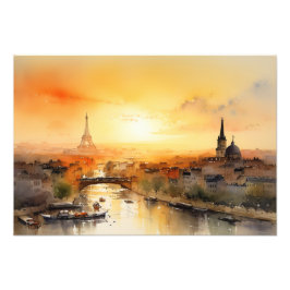 Paris Skyline bei Sonnenuntergang Fotodruck