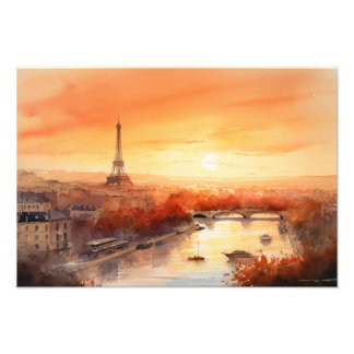 Paris Skyline bei Sonnenuntergang Fotodruck