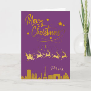 Paris Skyline Christmas Card Karte