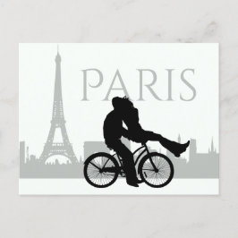Paris Skyline Eiffel Tower Couple Liebe Grau, Weiß Postkarte