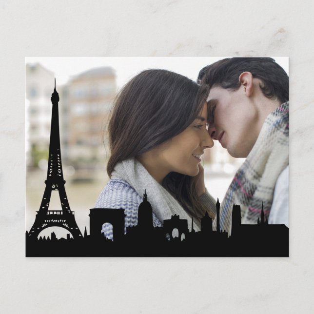 Paris Skyline Eiffel Tower Custom Foto Postkarte (Vorderseite)